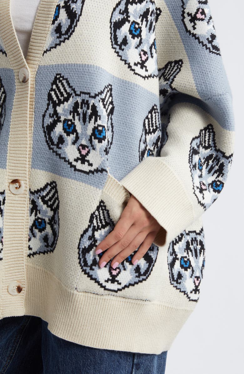 Dressed in Lala Cat Stripe Oversize Cardigan, Alternate, color,