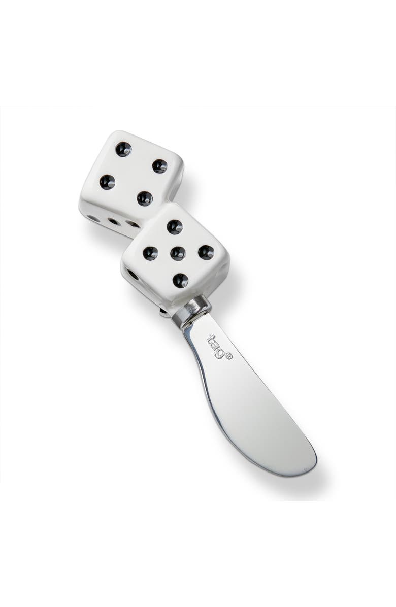 tag Everyday Dice Spreader Serving Utensil White Multi Dolomite Stainless Steel 1.53x1.53x5.25 in, Main, color, White