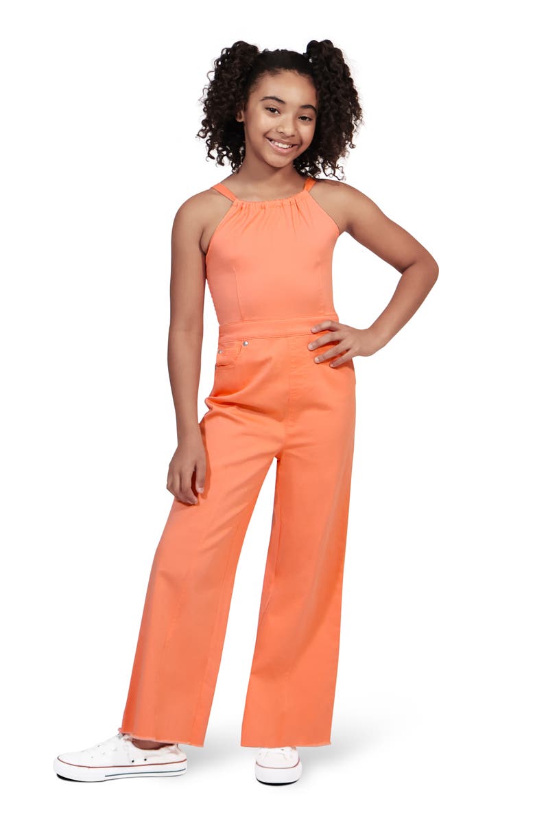 Truce Kids' Sleeveless Stretch Cotton Jumpsuit, Alternate, color, Coral