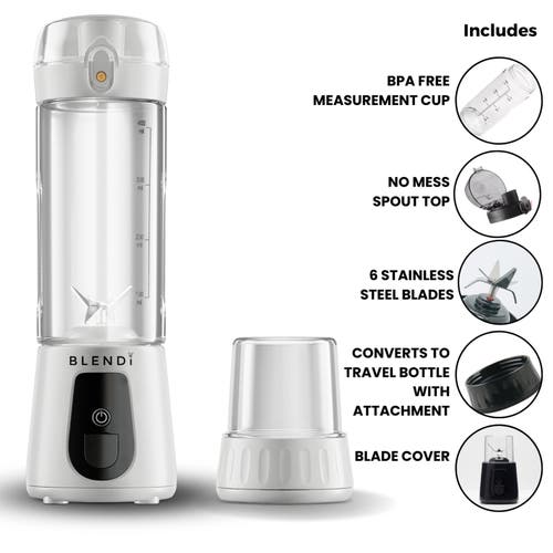 Blendi Pro Plus Premium Cordless Portable 17.5oz Rechargeable Blender In White