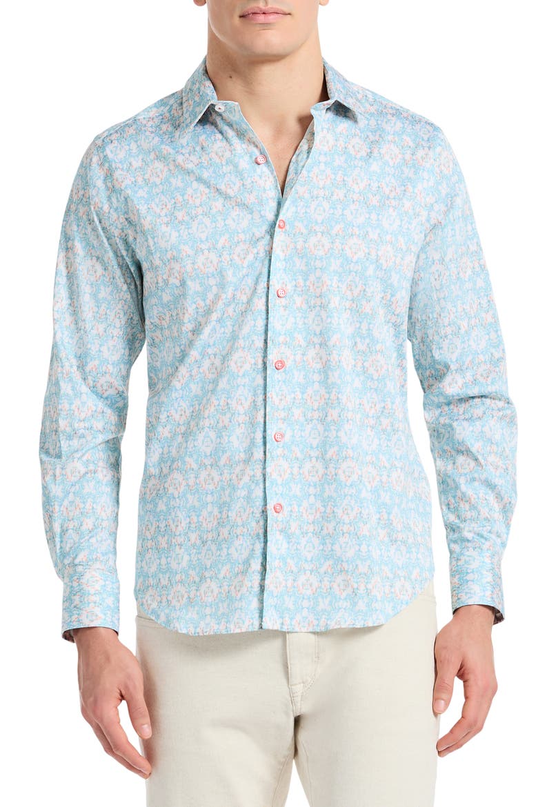Mariage Floral Button-Up Shirt, Main, color, BLUE MULTI