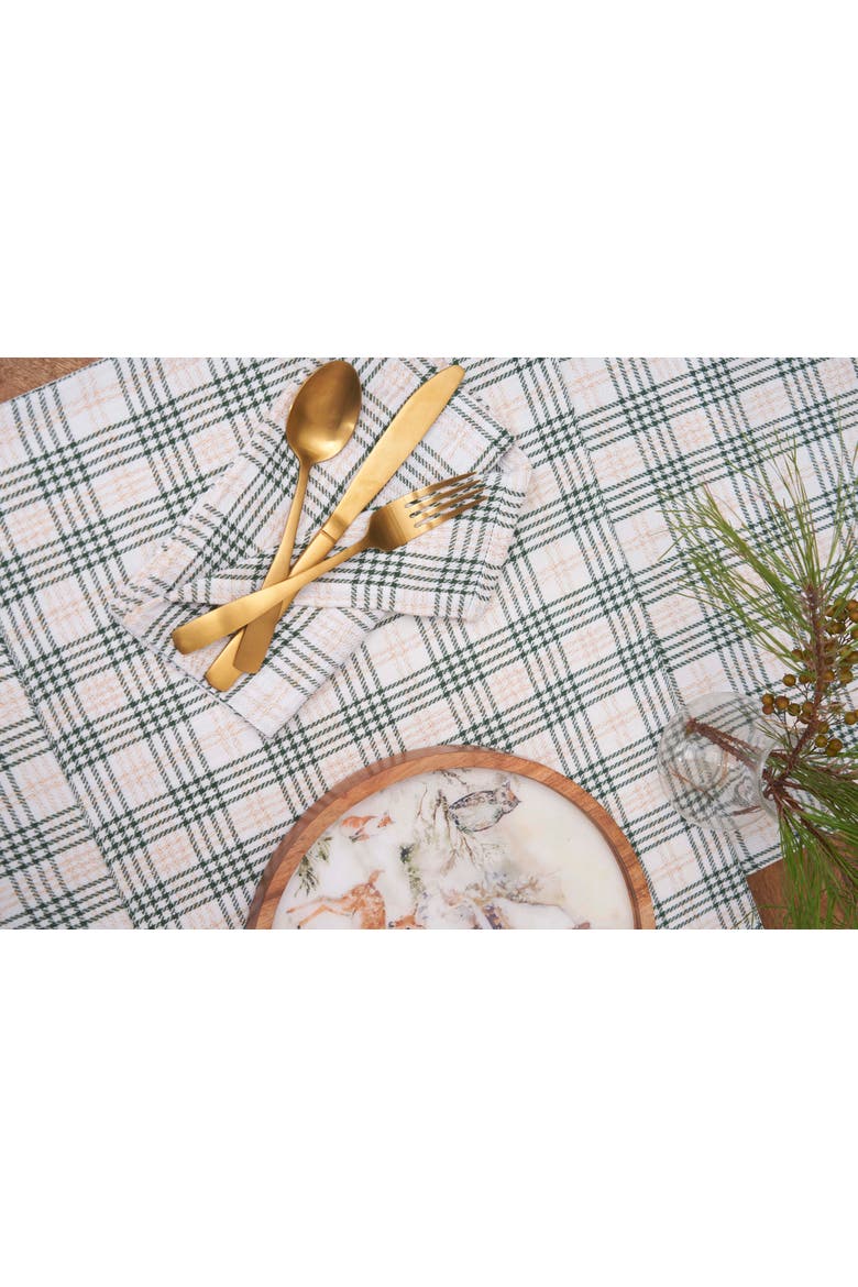 Sage & Gold Plaid 100% Cotton Christmas Table Runner 13" x 72", Alternate, color, Green