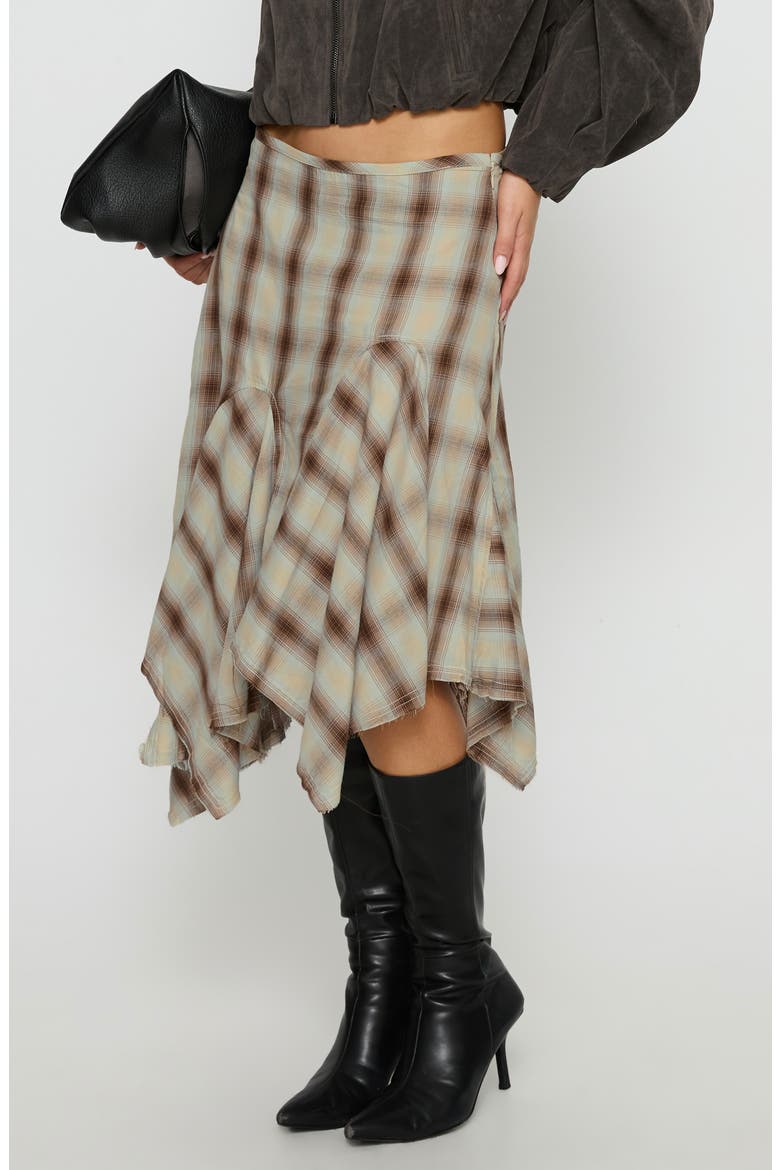 Toshie Asymmetric Plaid Midi Skirt, Alternate, color, MULTI CHECK