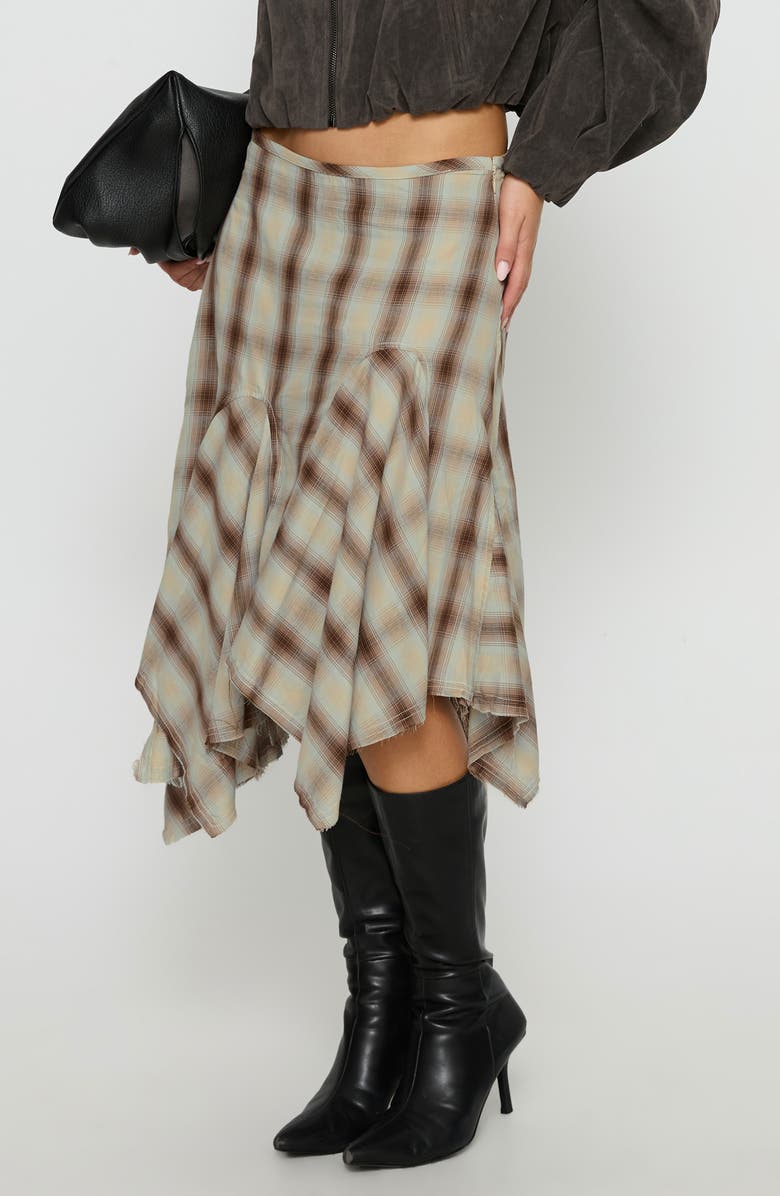Princess Polly Toshie Asymmetric Plaid Midi Skirt, Alternate, color, 