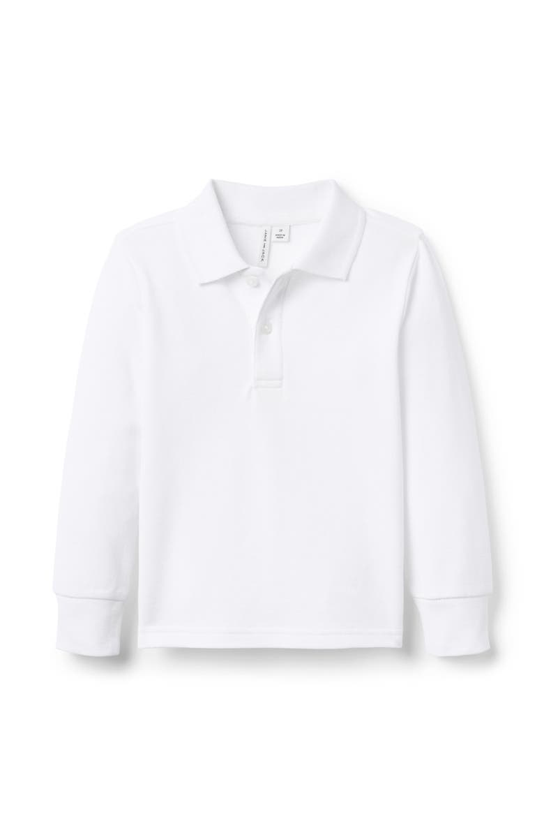 Janie and Jack Long Sleeve Pique Polo, Main, color, White