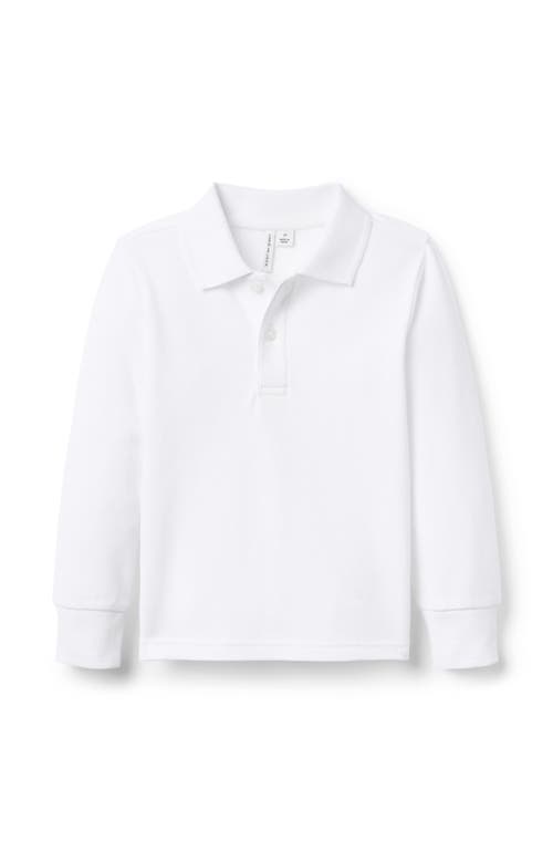 Janie And Jack Long Sleeve Pique Polo In White