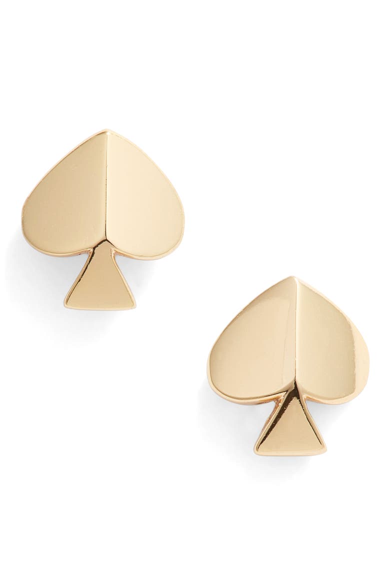 spade stud earrings, Main, color, GOLD