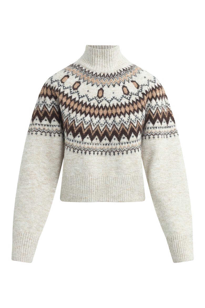 The Chalet Fair Isle Turtleneck Sweater, Main, color, CREAM/ ESPRESSO MUL