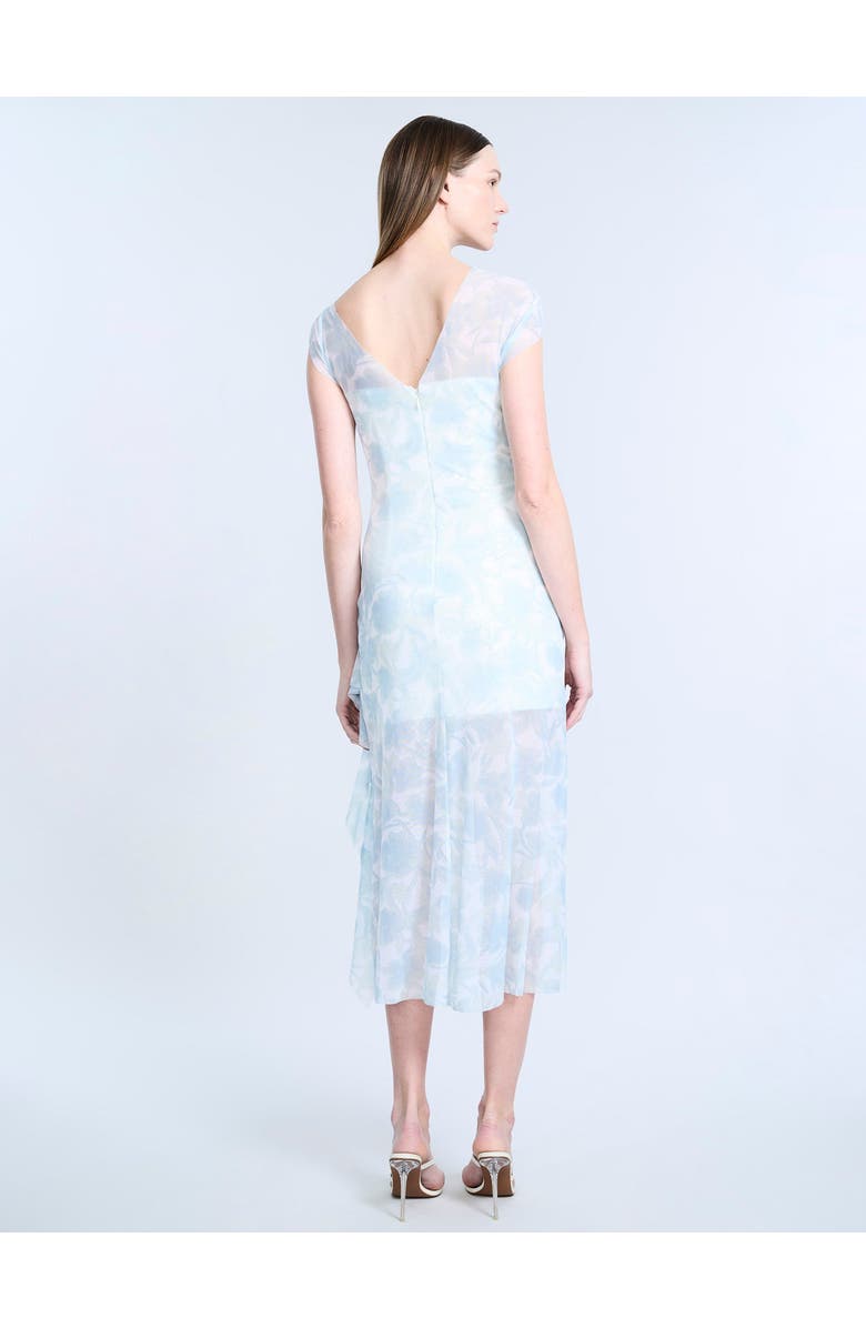 BCBGMAXAZRIA Mesh Sequin Midi Dress, Alternate, color, Sky Floral Print