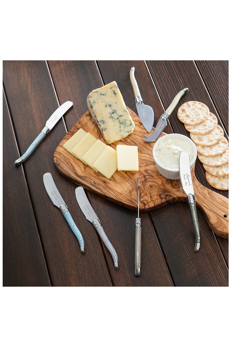 7-Piece Faux Mother-of-Pearl Cheese Knife & Spreader Set, Alternate, color, SILVER MULTI COLOR