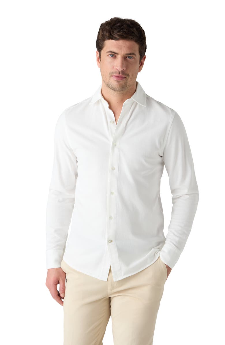 Robert Talbott Foster Long Sleeve Pique Knit Shirt, Alternate, color, Classic White