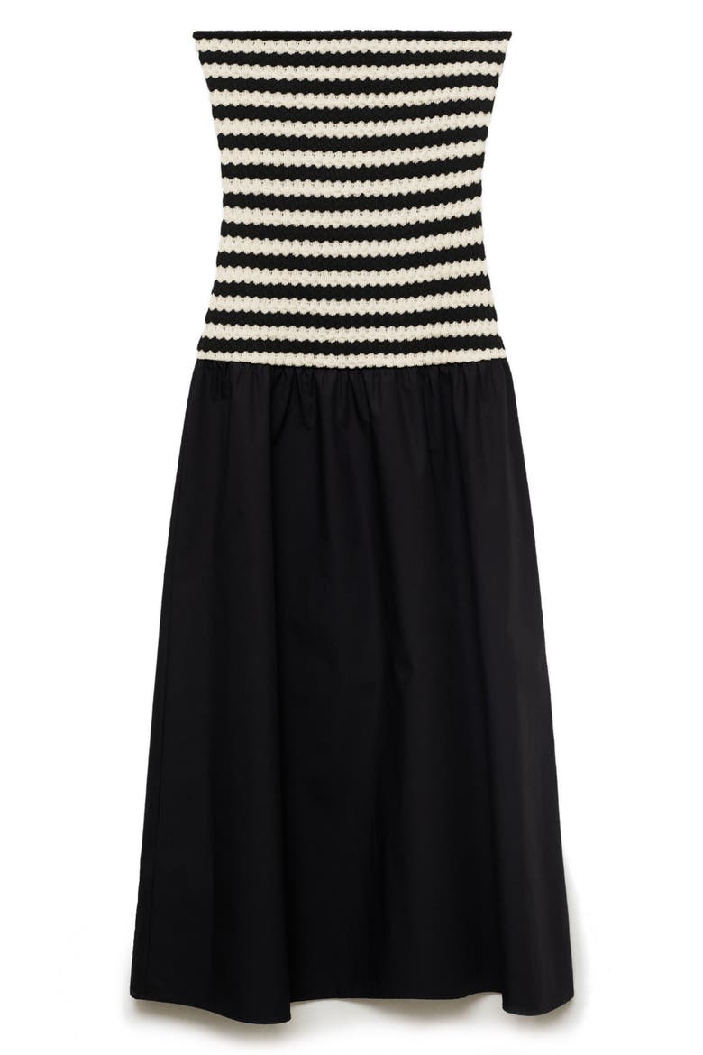 Nati Strapless Mixed Media Maxi Dress, Alternate, color, BLACK