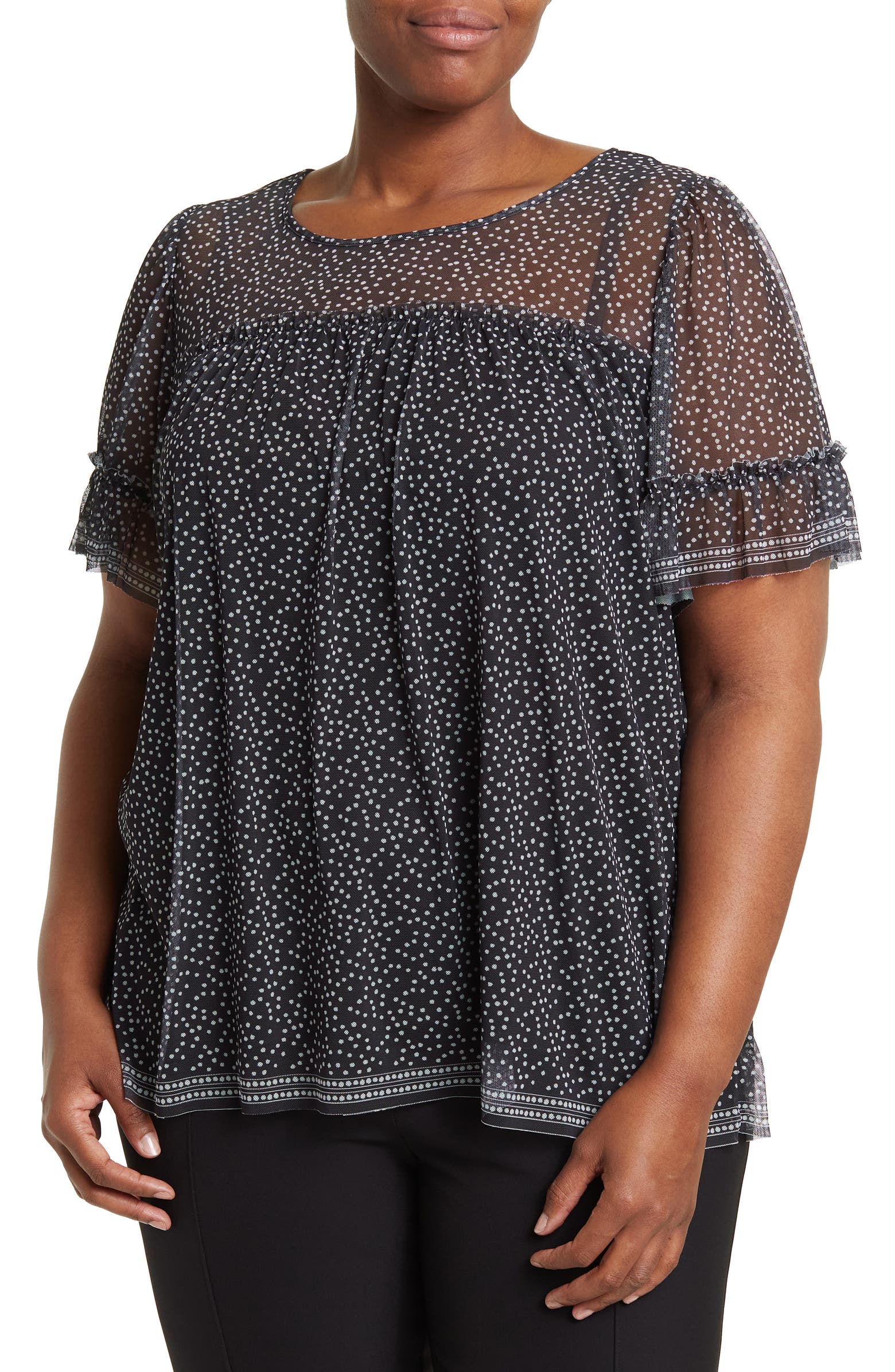 MAX STUDIO Mesh Patterned Top | Nordstromrack