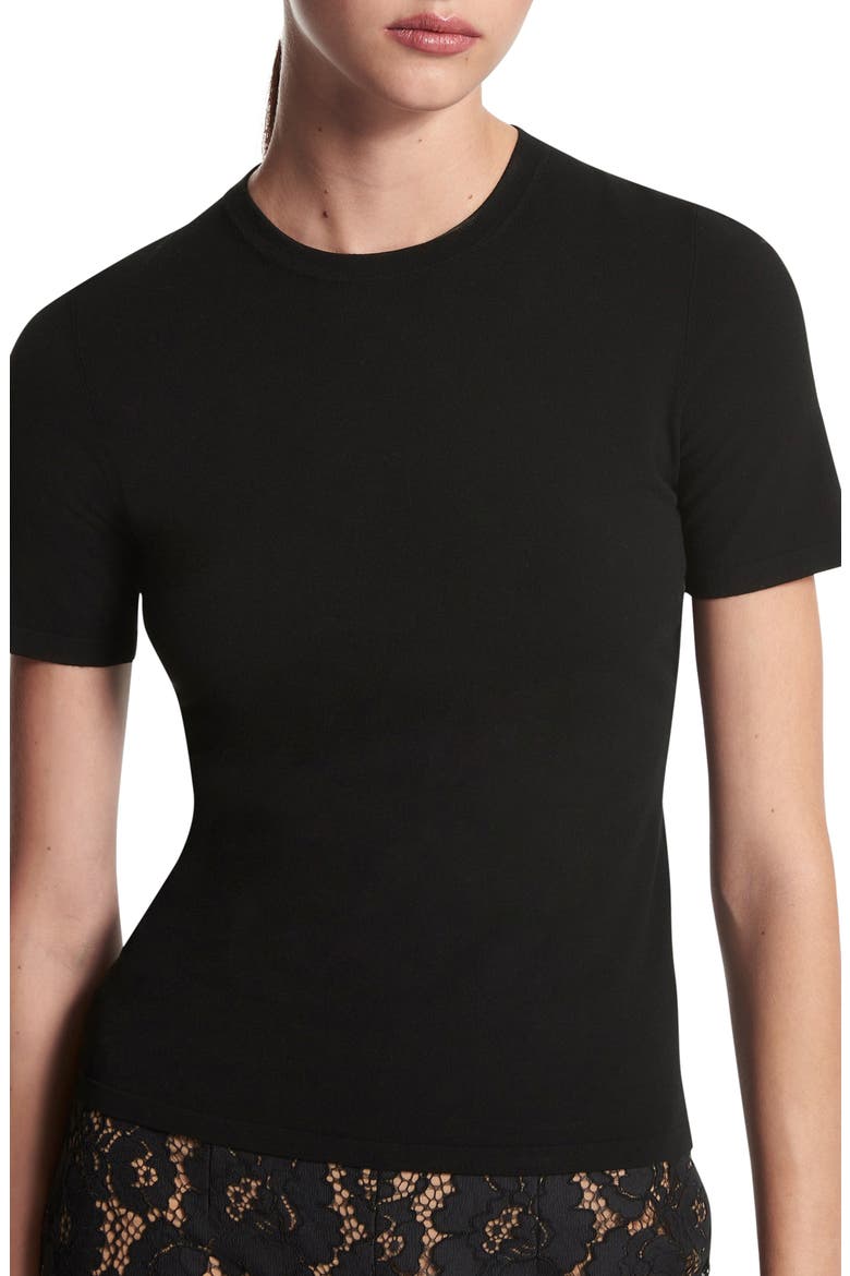 Knit T-Shirt, Main, color, BLACK