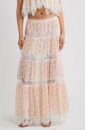 LoveShackFancy Everhart Floral Lace Detail Silk Chiffon Maxi Skirt