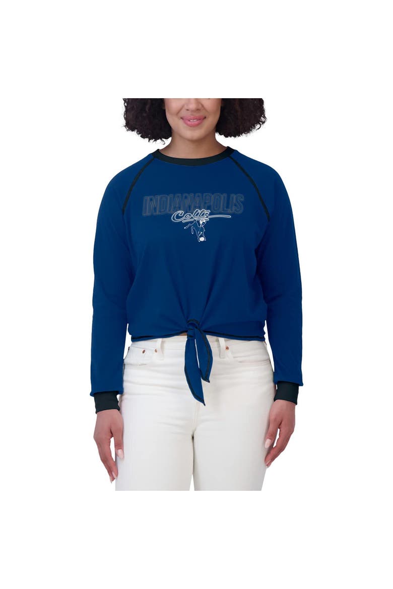 Women's WEAR by Erin Andrews Royal Indianapolis Colts Tie-Front Long Sleeve T-Shirt, Alternate, color, Royal