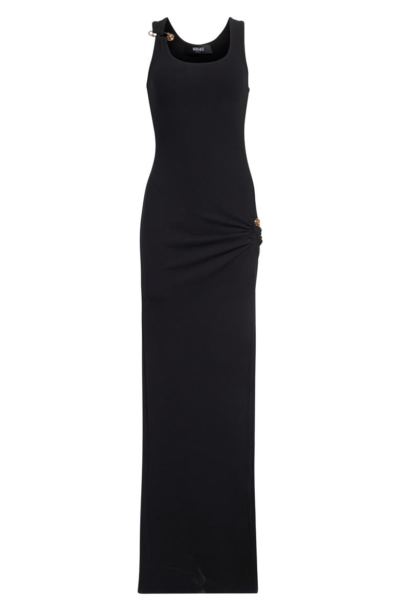 Versace Safety Pin Stretch Cotton Rib Gown, Alternate, color,