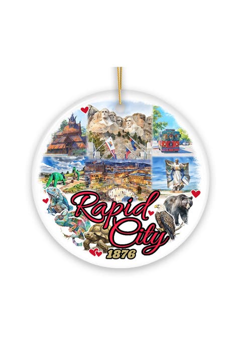 Rapid City Mount Rushmore Landmarks Round Ornament