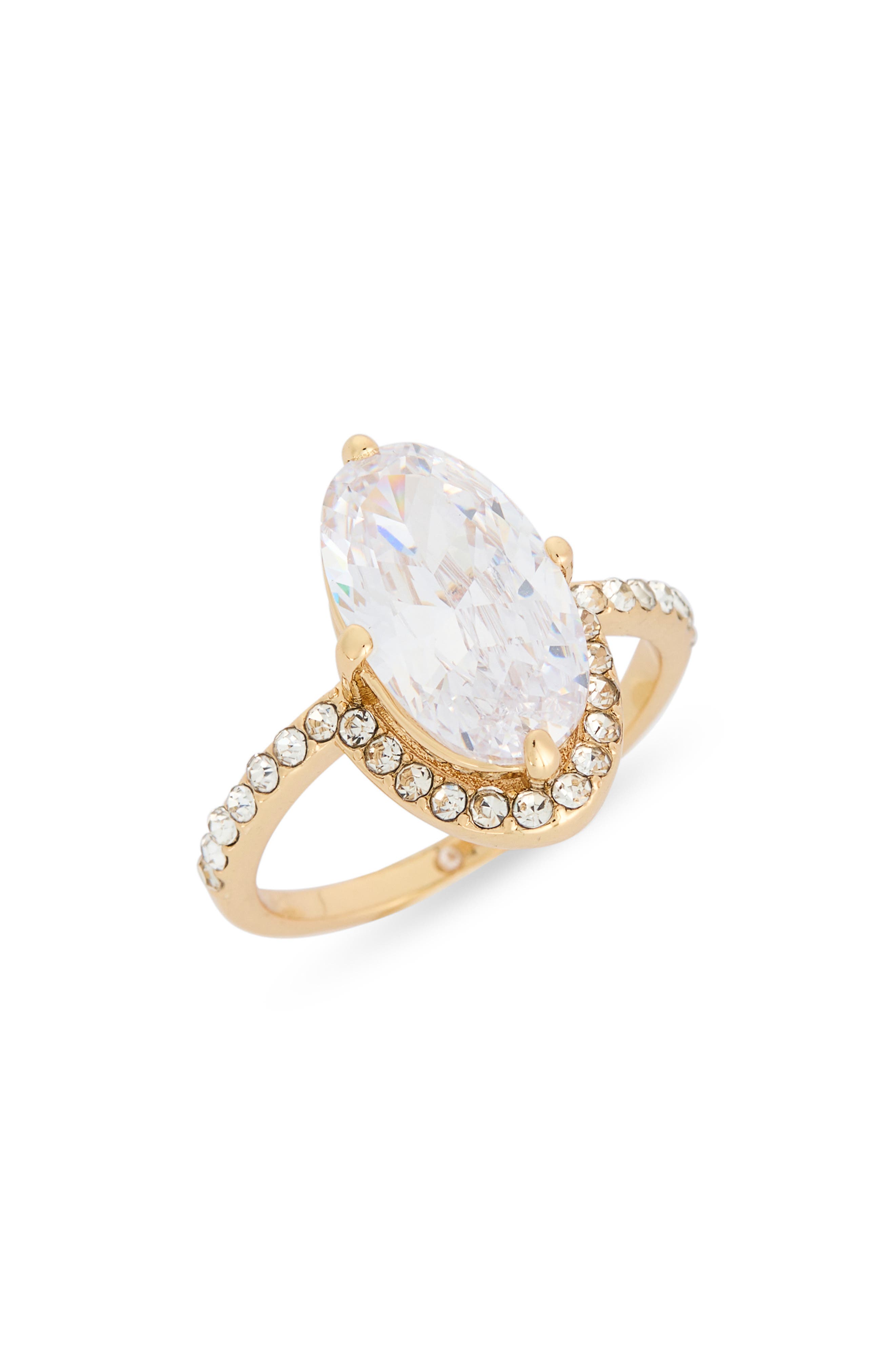 NORDSTROM RACK Oval Cut Cubic Zirconia Halo Ring