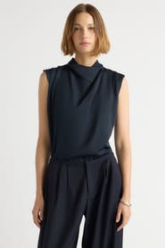 Modern Citizen Allegra Gathered-Neck Sleeveless Blouse