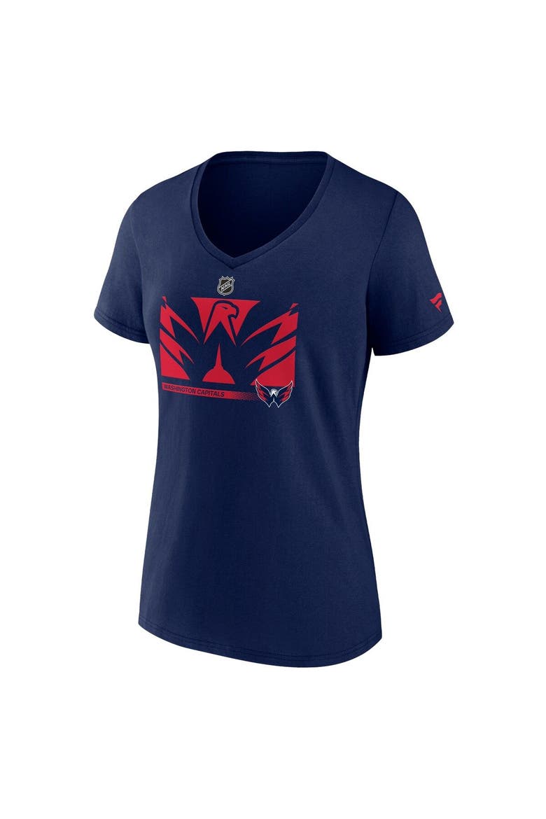 Women's Fanatics Branded Navy Washington Capitals Authentic Pro Core Collection Secondary Logo V-Neck T-Shirt, Alternate, color, Navy