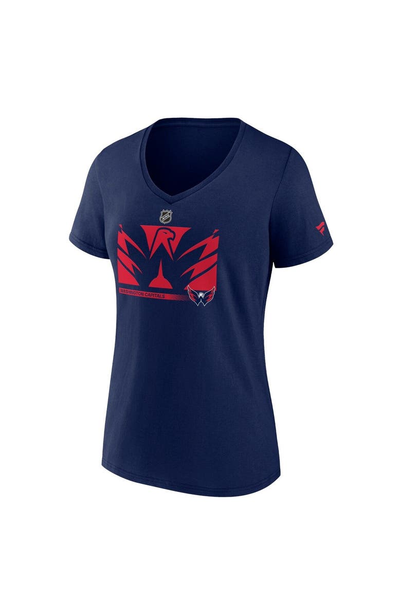 FANATICS Women's Fanatics Branded Navy Washington Capitals Authentic Pro Core Collection Secondary Logo V-Neck T-Shirt, Alternate, color, 