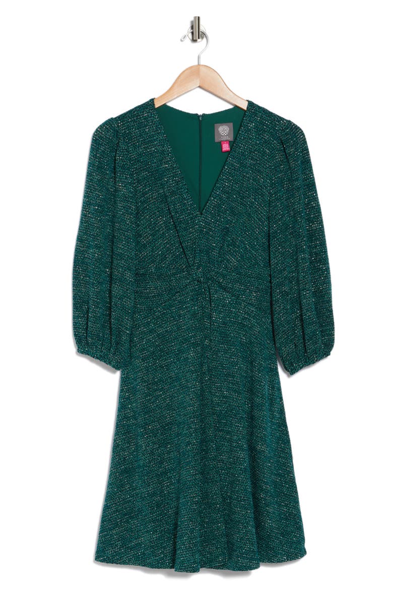 Twist Front Long Sleeve Midi Dress, Alternate, color, HUNTER