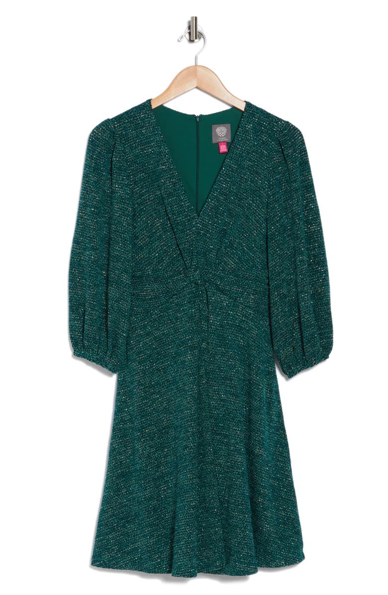 Vince Camuto Twist Front Long Sleeve Midi Dress, Alternate, color, Hunter