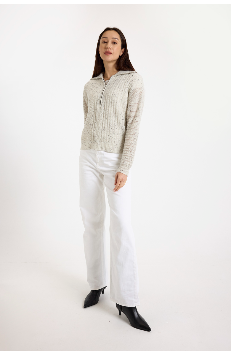 Brodie Pure Cashmere Mix Cable 100% Cashmere Half Zip Sweater, Alternate, color, Forst