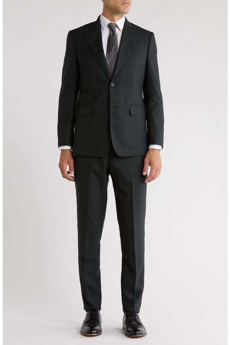 Trim Fit Solid Wool Blend Two-Piece Suit, Main, color, DARKGRN