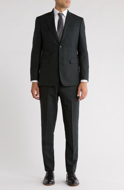 Trim Fit Solid Wool Blend Two-Piece Suit