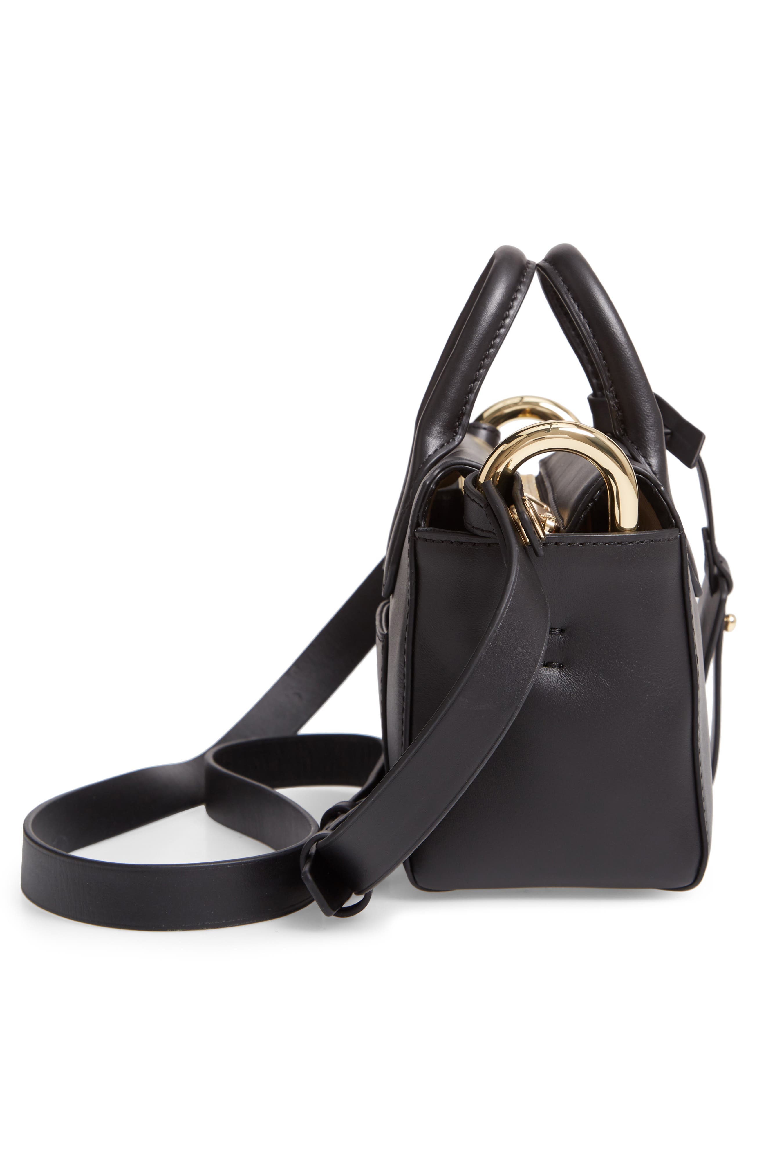 Mini Harper Leather Satchel, Alternate, color, BLACK