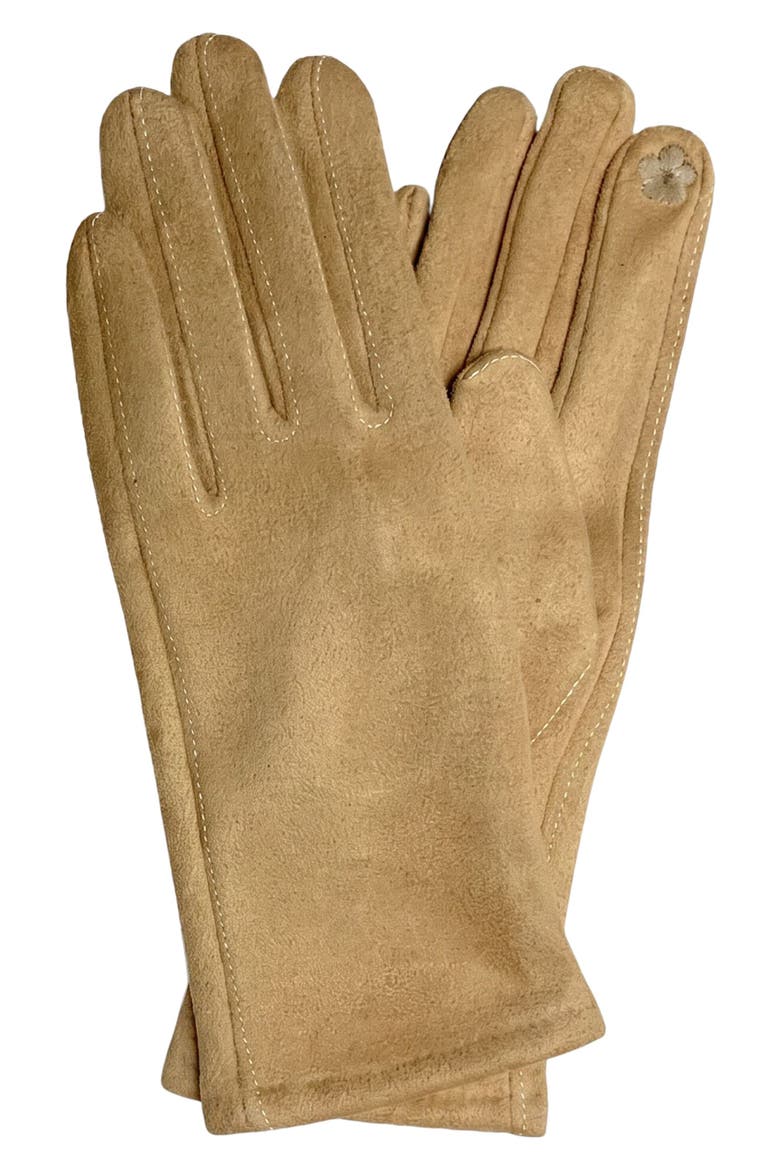 Tech Suede Gloves with Detachable Armwarmer, Main, color, TAN
