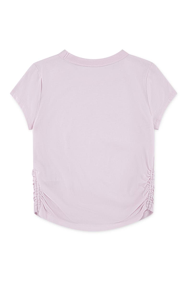 Kids' Laurel Ruched Cotton Blend Graphic T-Shirt, Alternate, color, CRADLE PINK