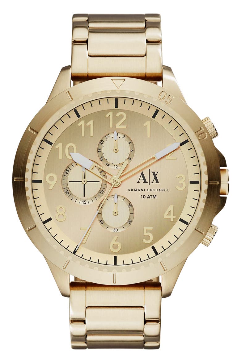Men's Chronograph Bracelet Watch, Alternate, color, GOLD/ GOLD