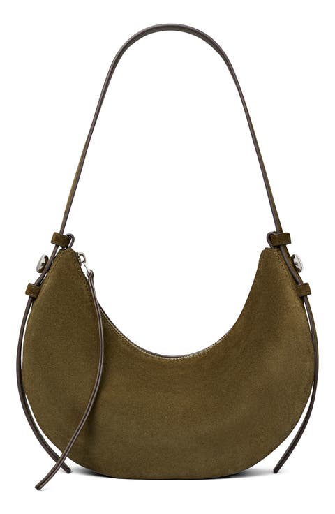 Romy Suede Half Moon Shoulder Bag