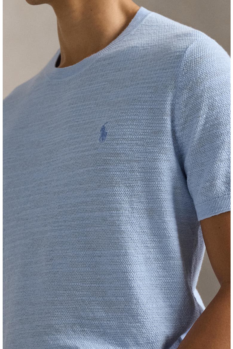 Textured Seed Stitch Cotton & Linen Sweater, Alternate, color, OFFICE BLUE
