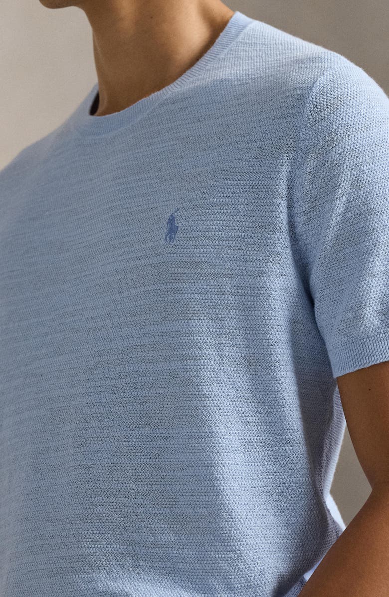 Polo Ralph Lauren Textured Seed Stitch Cotton & Linen Sweater, Alternate, color, Office Blue