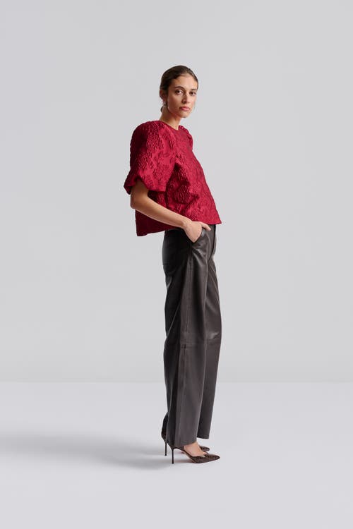 Malina Cleo Pouf Balloon Sleeve Blouse In Red