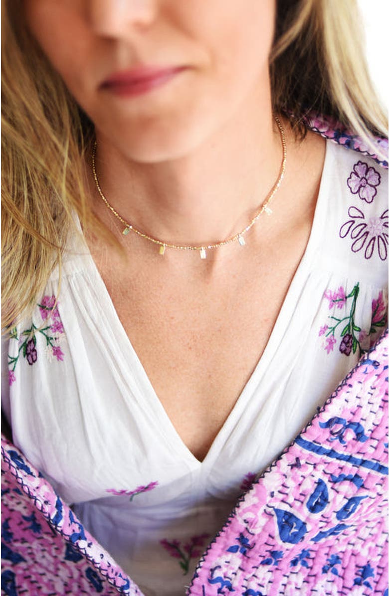 Erin McDermott Jewelry Tiny Beaded Rectangle Necklace, Alternate, color, 