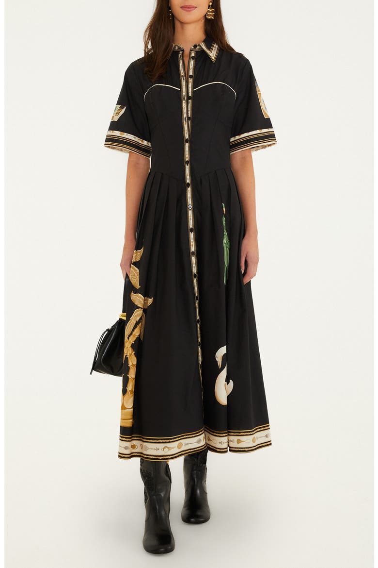 Vintage Souvenirs Midi Dress, Main, color, BLACK