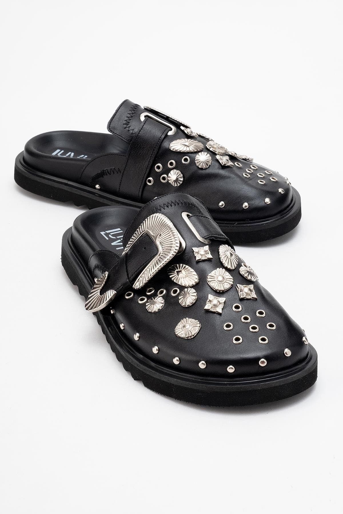 Forever & Always Shoes Maril Leather Buckle Sandal, Main, color, Black Leather