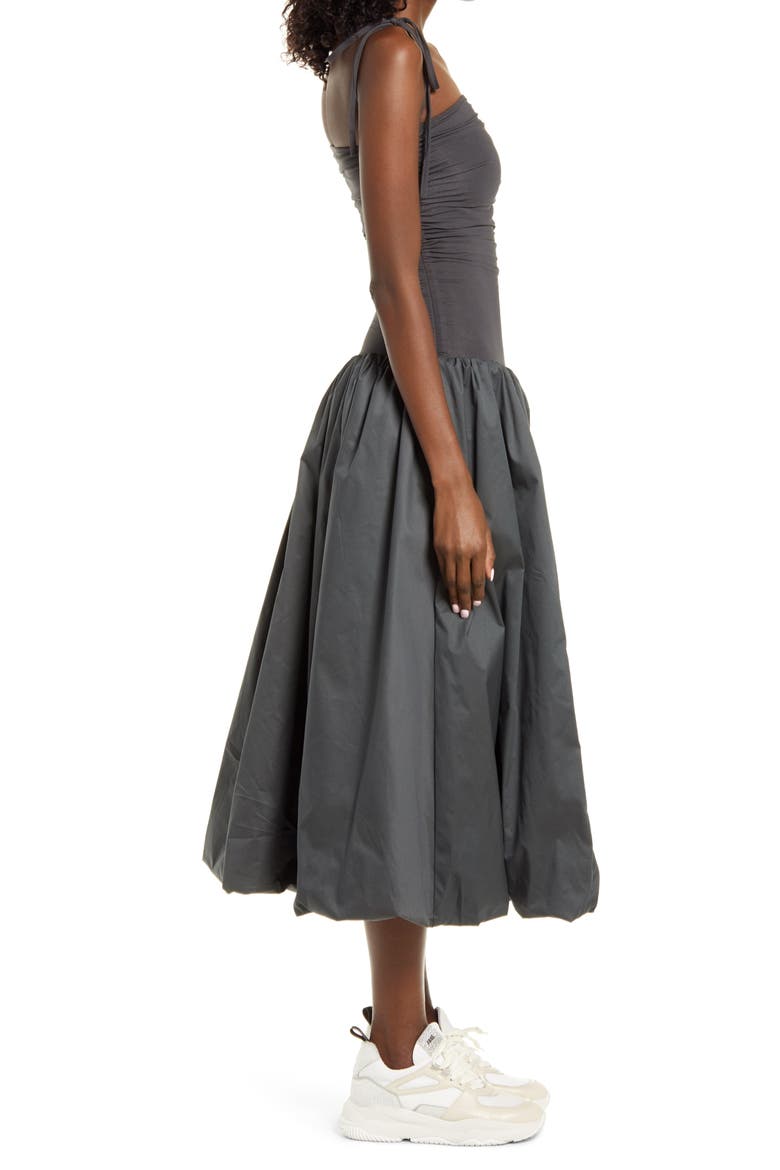 Tie Shoulder Midi Dress, Alternate, color, DARK GREY