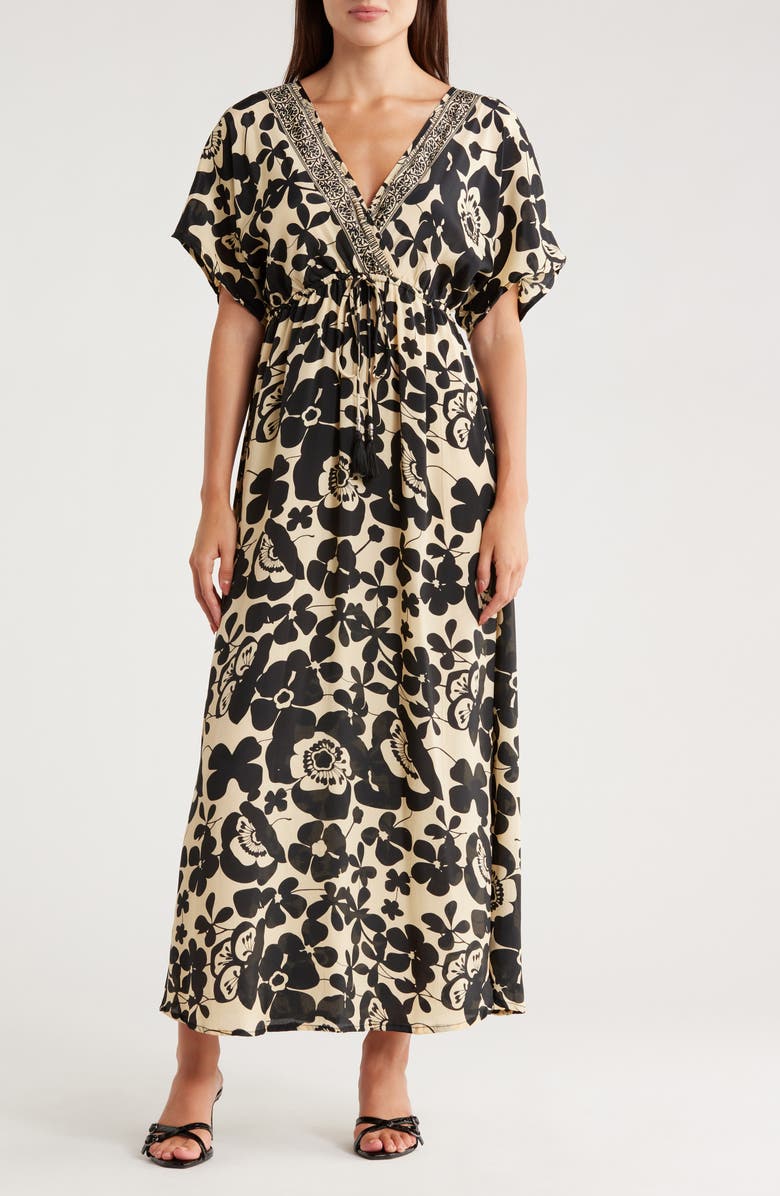 La Fiorentina Floral Surplice V-Neck Maxi Dress, Main, color,