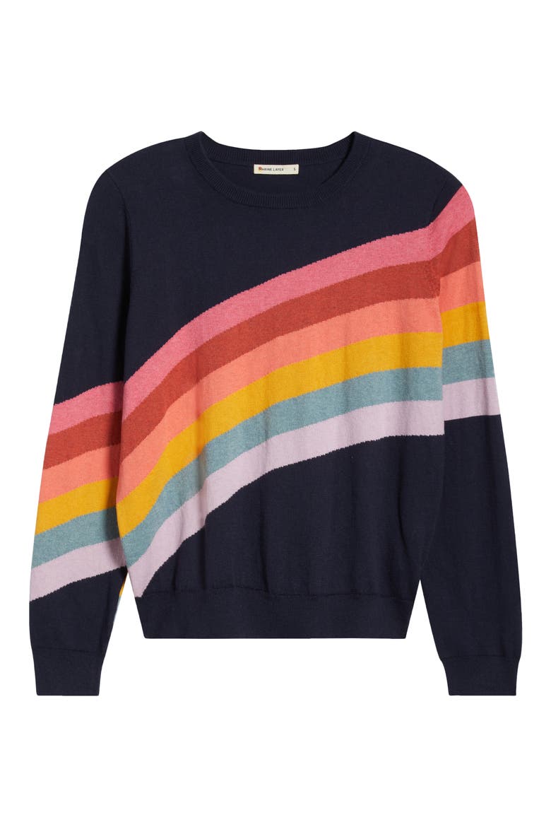 Sunset Icon Cotton Crewneck Sweater, Alternate, color, NAVY