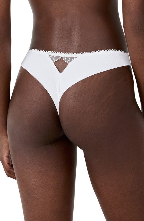 Etam Daisy Embroidered Tanga Thong In White