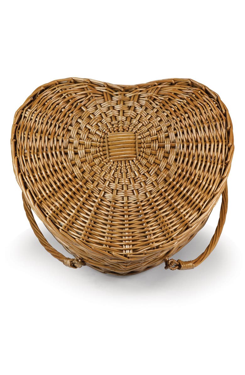 Picnic Time Heart Shaped Wicker Picnic Basket, Alternate, color, Brown