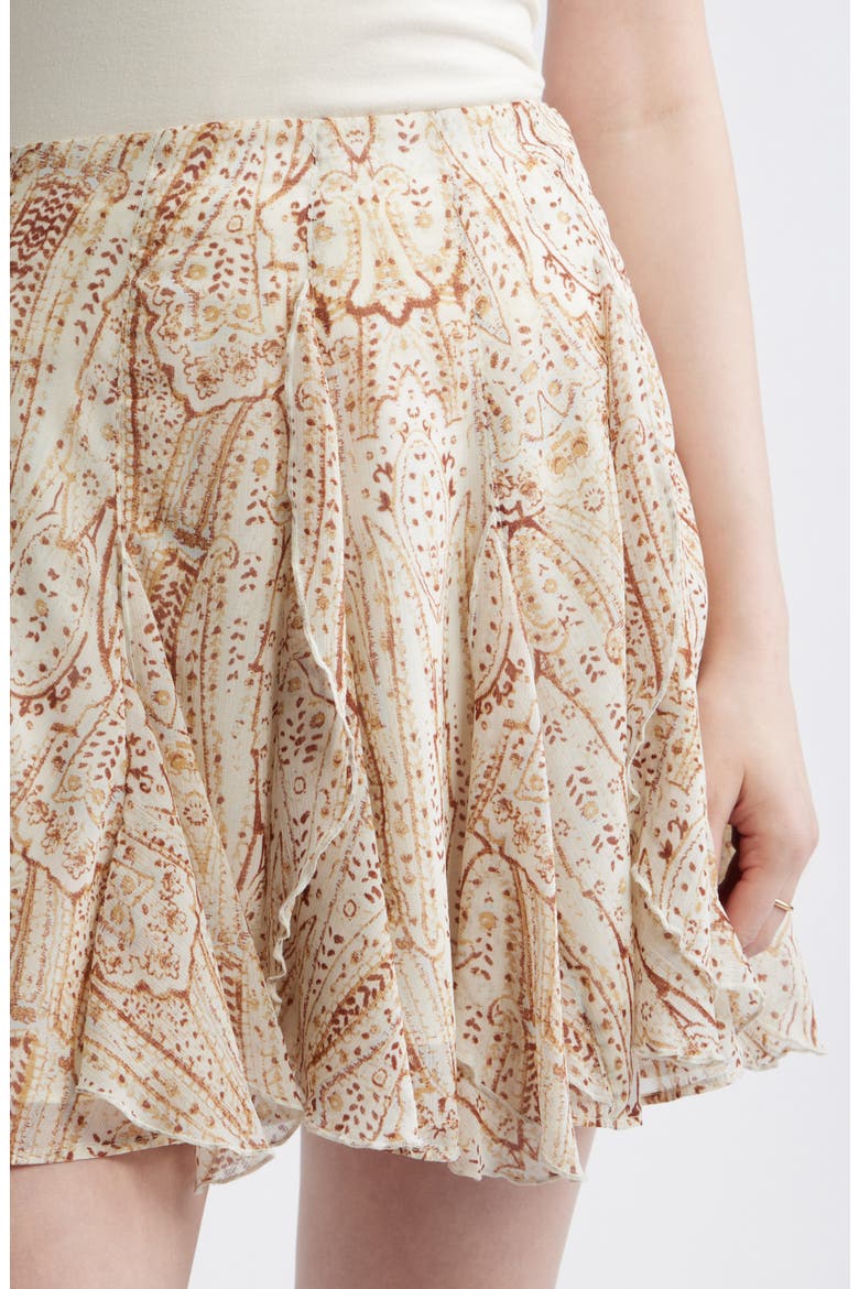 Vertical Ruffle Miniskirt, Alternate, color, IVORY- YELLOW ANTIQUE PAISLEY
