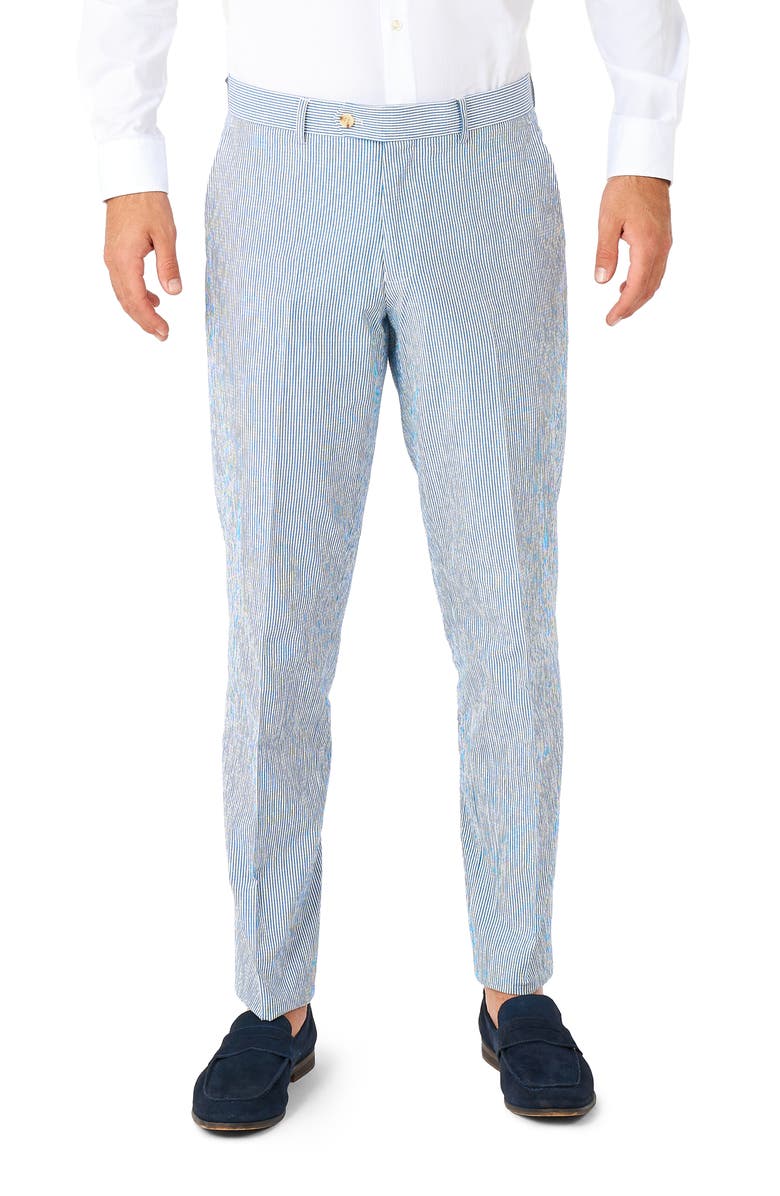 OppoSuits Daily Slim Fit Stripe Stretch Cotton Seersucker Suit, Alternate, color, Blue