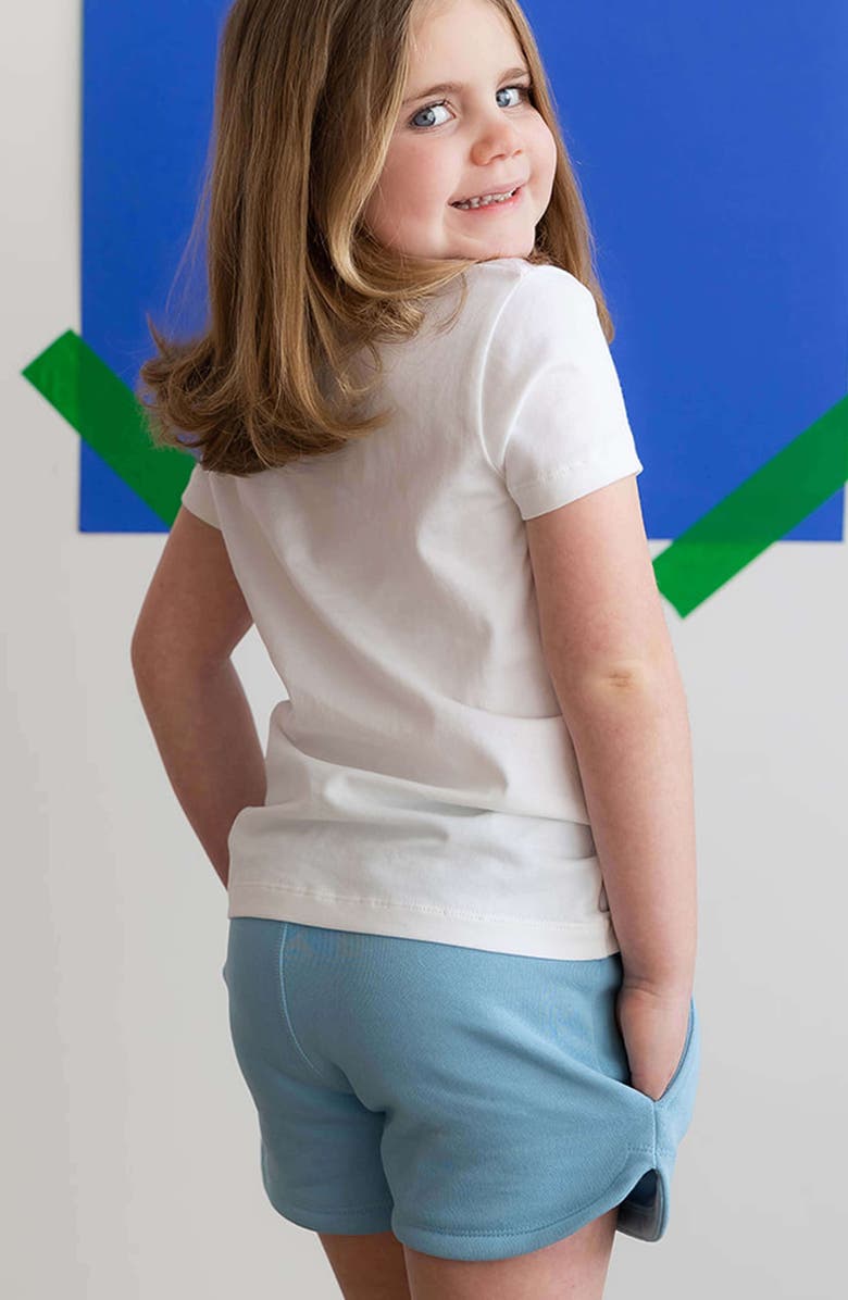 Mightly Organic Cotton Drawstring Track Shorts, Alternate, color, Chambray